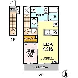 レジデンス花 1LDKの間取図画像
