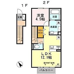 カサベルテ 1LDKの間取図画像
