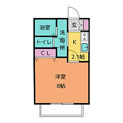 エスポワール 1Kの間取図画像