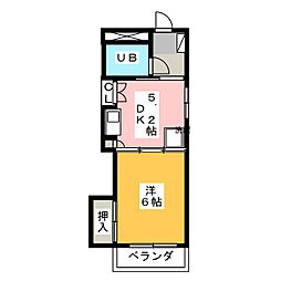ブルーサンライズ 1DKの間取図画像