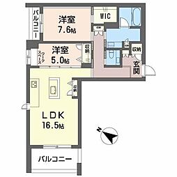 Ｕｔｏｌｅ　Ａ（ユートレア）Ｓ棟 3階2LDKの間取り