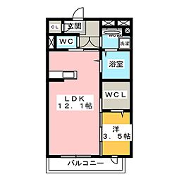 あすか 1階1LDKの間取り