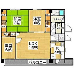 アレーテハイツ 2階3LDKの間取り