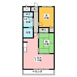 オークビラ 3階2LDKの間取り