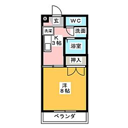 プチホームカコ 1Kの間取図画像