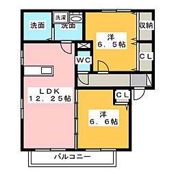 セジュール千福 2LDKの間取図画像