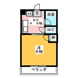 オーガスト 1DKの間取図画像