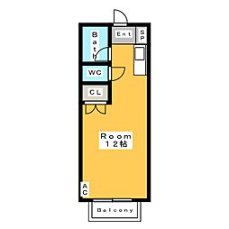 ハイツ城山A ワンルームの間取図画像