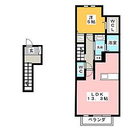 エムグランデB 1LDKの間取図画像