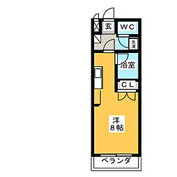 グランデュール22 ワンルームの間取図画像