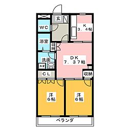 サンモール 2LDKの間取図画像