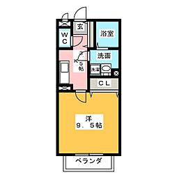 ヨーロピアンシャレーピュア 1Kの間取図画像