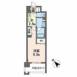 Roothill10 1Kの間取図画像