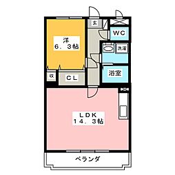 ジェイド1 1LDKの間取図画像