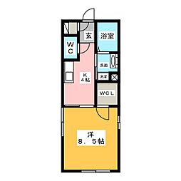 グランプラス 1Kの間取図画像