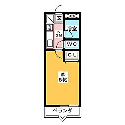 セラヴィながしの 1Kの間取図画像