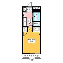 リバーストーン 1Kの間取図画像