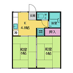 ハイツ竹中 1階2Kの間取り