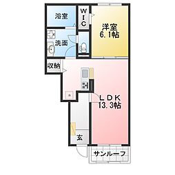 フェリシダ 1LDKの間取図画像