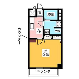テイガン4 1Kの間取図画像