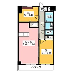 クラリティー呉天石 2LDKの間取図画像