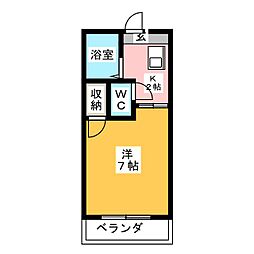 メイプルハウスB 1Kの間取図画像