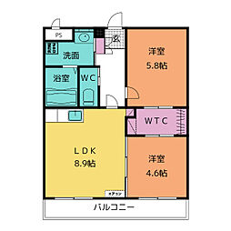 グランド・カーサ 2LDKの間取図画像