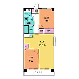 ルミエール富貴ノ台 2LDKの間取図画像