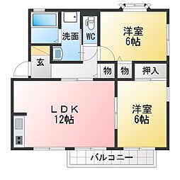 ハイツコスモスB 1LDKの間取図画像