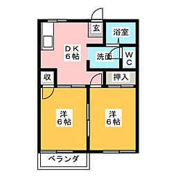 レオパルド 2DKの間取図画像