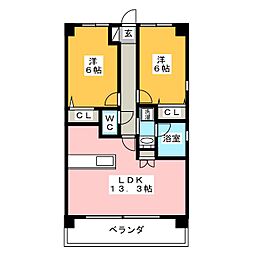 ヴェルドミール2 2LDKの間取図画像