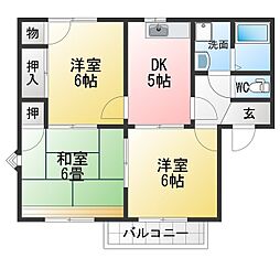オークスNA 3DKの間取図画像