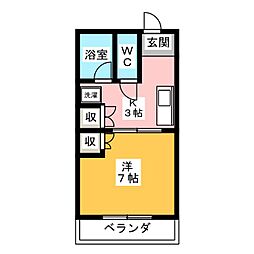 ムーニー安藤 1Kの間取図画像