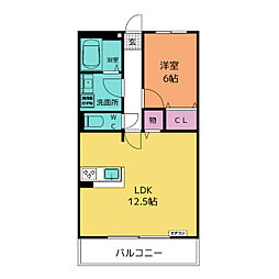 ヴェルドミール・B 1LDKの間取図画像