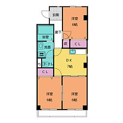 グリーンパーク新舞子 1階3LDKの間取り