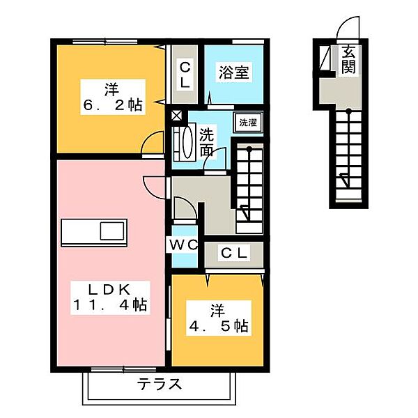 パークハウス常滑　B棟 ｜愛知県常滑市字広内(賃貸アパート2LDK・2階・59.46㎡)の写真 その2