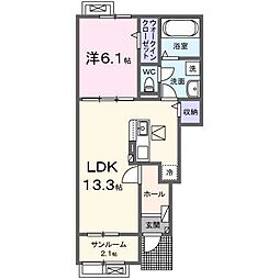 向日葵之音 1階1LDKの間取り