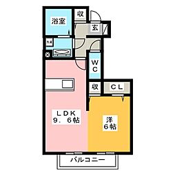 シルキード憩 1階1LDKの間取り