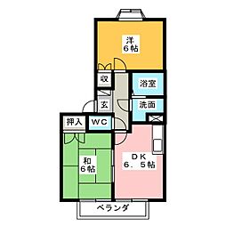 オークスヒル 2DKの間取図画像