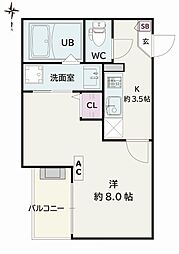 Jack yamatoII 1Kの間取図画像