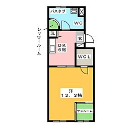 レインボーカーサ巽が丘 1DKの間取図画像
