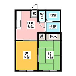 サンポート大野 2DKの間取図画像