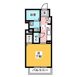 ダイヤモンドヒルズ常滑 1Kの間取図画像