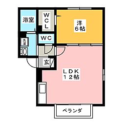 ファミール森西A 1LDKの間取図画像