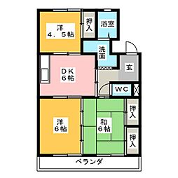 エクセル原 3DKの間取図画像