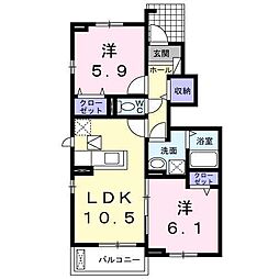 メゾンファミール 2LDKの間取図画像