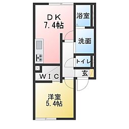 ボナール朝倉 1DKの間取図画像