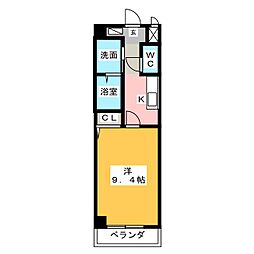 コンフォール 1Kの間取図画像