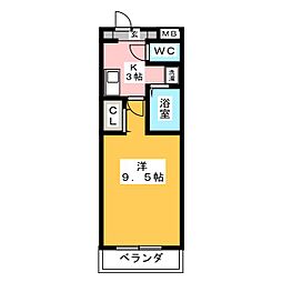 A・City朝倉 1Kの間取図画像