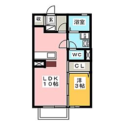 リビングタウン梶間台2C 1LDKの間取図画像
